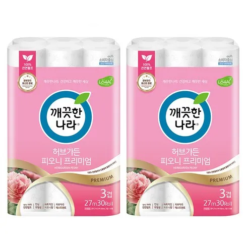 가성비최고 허브가든 피오니 프리미엄 화장지 30롤 x 3팩 BEST 제품